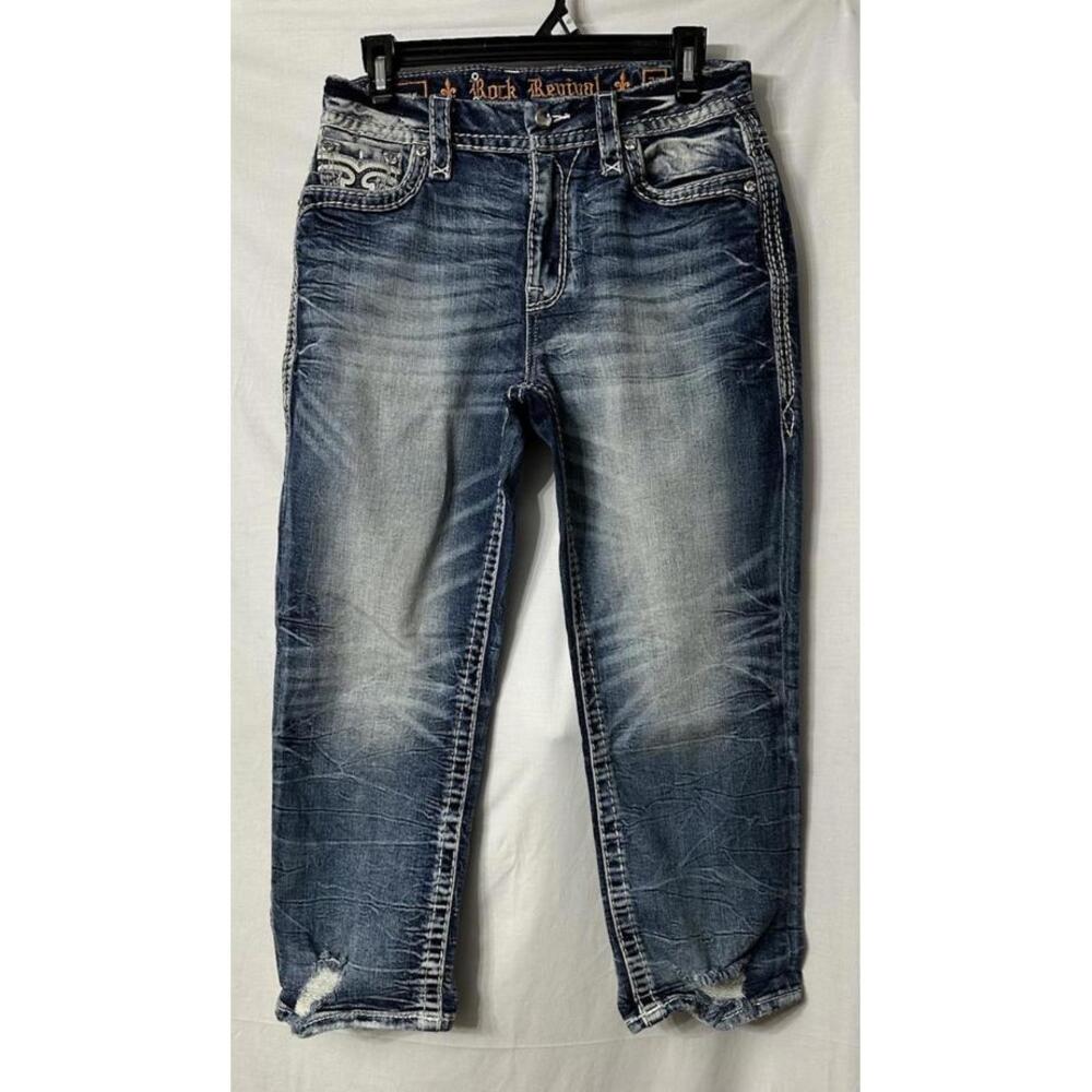 Rock Revival Arona Easy Crop Womens Stretch Jeans Denim Size 27 EUC‎